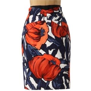 Anthropologie Floral Pencil Skirt Moulinette Soeurs Sz 4 EUC